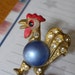 vintage rooster pin, novelty pin, fun pin