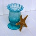 Aqua Pressed Glass Vase or Candleholder