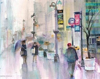 New York - Original Watercolor Print - Across from Grand Central Station