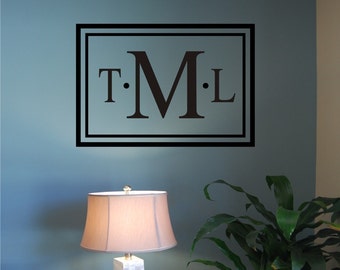 Classic Rectangle Monogram - Rectangle Wall Decal - Initial Wall Decal - Monogram Wall Decal - Vinyl Wall Decal