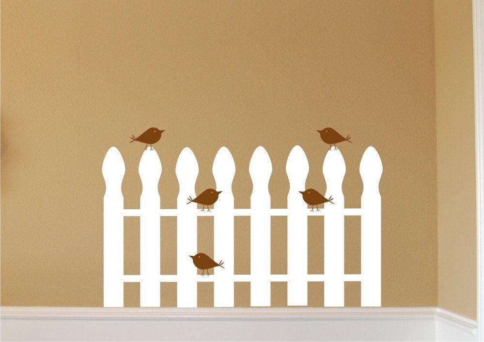 Birds on picket fence Vinyl wall decal