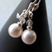 Small Classic Round Pearl Drop Bridal Earrings - swarovski crystals and pearls