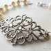 Antique Silver Filigree and Cream Pearl Bridal Bracelet - vintage inspired