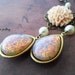 Opal Glass Jewel Earrings with Creamy Flowers