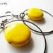 Bright Yellow Gemstone Coin and Black Hoops Earrings, Modern, Funky, Large