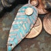 Handmade Copper Leaf Charm Turquoise Veining Floral Texture with Copper Rosette C00016