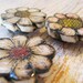 Magnet Wood Set of 3 Rustic Flowers Strong Magnet Natural White Orange Pink Yellow