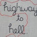 SALE, Highway to Hell, ACDC, hand embroidered rocker art