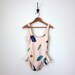 80s swimsuit / feather print one piece bathing suit maillot (s - m)