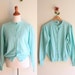 vintage PASTEL MINT sweater / soft Lambswool Cardigan