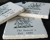 Personalized Elephant Tile Coasters, Set of 4