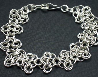 Sterling Silver Bracelet Mobiused Rosette Chainmaille Bracelet