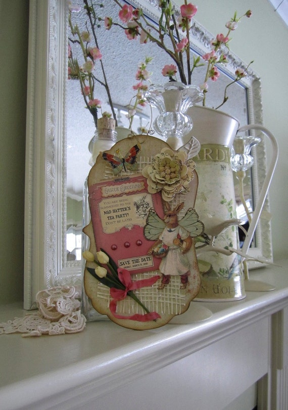 Shabby Chic Easter Decor Hanging Easter Bunny Ornament