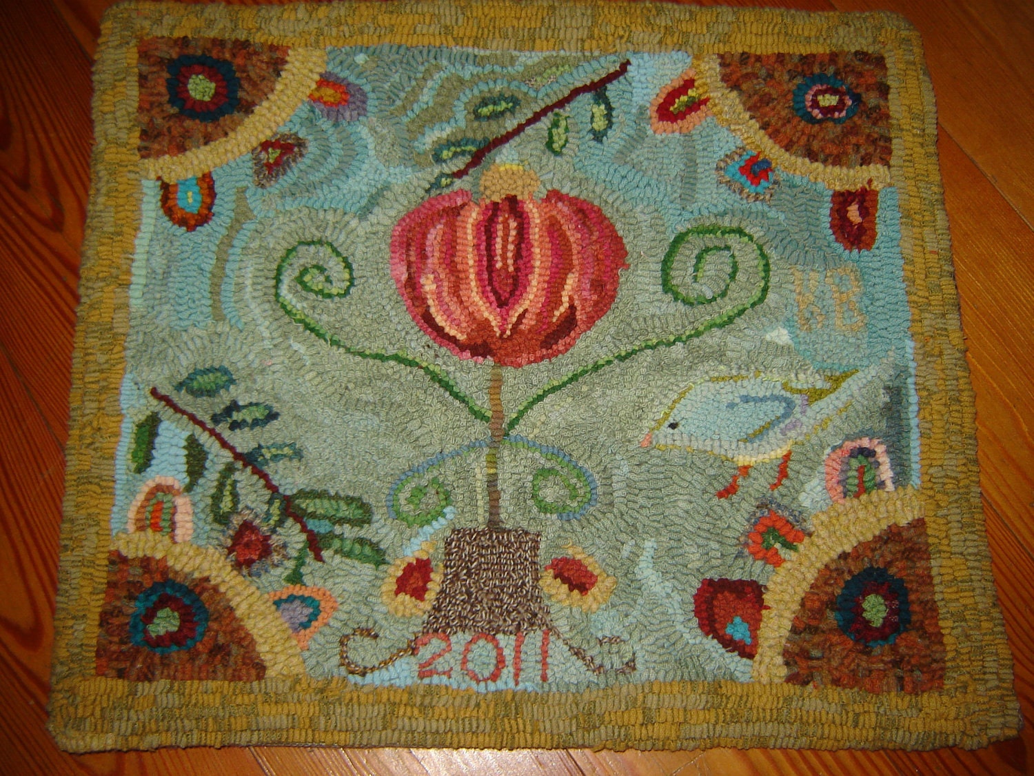 Primitive Folk Art Hand Hooked Rug By N2Hookin On Etsy   Il Fullxfull.246795002 