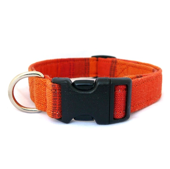 Orange dog collar Orange striped pet collar Wide striped