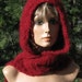 Hooded Scarf/Scoodie Cranberry Wine Suri Alpaca Wool Crocheted Knit Free US Shipping