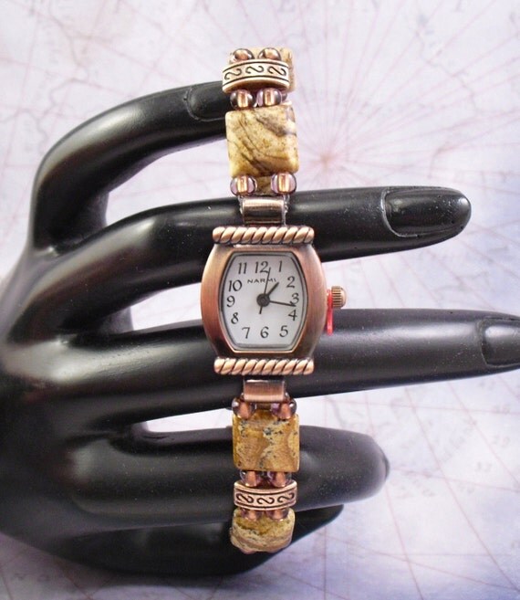 Beaded Stretchy Bracelet Watch Petite Picture Jasper and