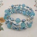 Memory Wire Bracelet - Bold Blue Opalite Swarovski Crystal and Freshwater Pearl
