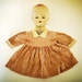 vintage doll dress, red stripes in tea stained cotton