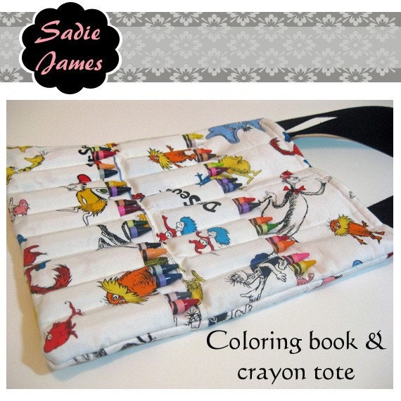 Download Items similar to Coloring book & crayon tote, PDF pattern ...
