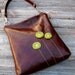 RESERVED - LAST ONE - Leather Handbag - Shoulder Sling - Green Poppy Blooms on Redwood