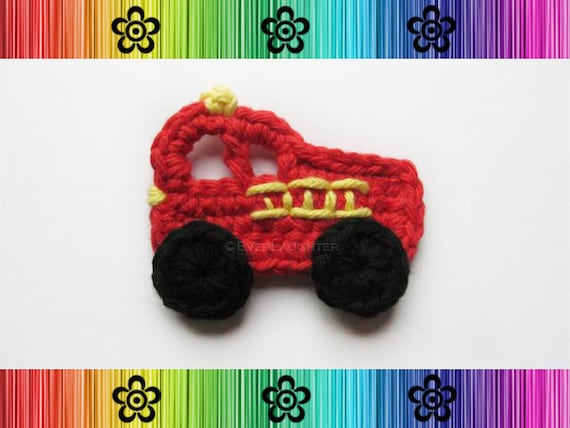 CROCHET PATTERN Fire Truck Applique-Detailed Photos