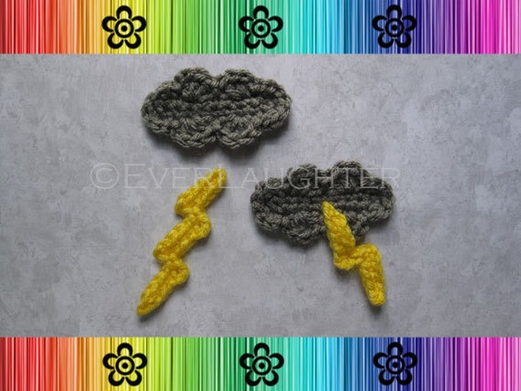 Lightning Cloud Applique CROCHET PATTERN PDF