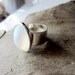 White opal frosted glass silver ring beach inspired