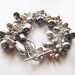 Grey pearl bracelet. Sterling silver bracelet. Ornate toggle clasp.