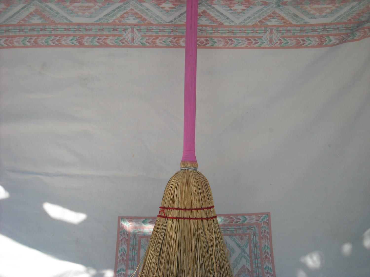 Pink Child Broom that works well broom corn handmade new