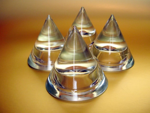 Vintage glass pyramids / cone shaped art objects candle