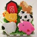 Farm Animal Cookies, Cow, Pig, Sheep, Duck, Horse, Barn (12 favors, bagged and bowed)