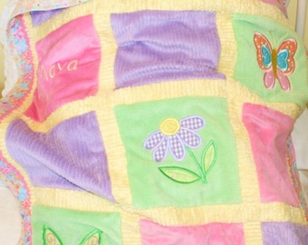 Butterfly Minky Appliqued Baby Blanket "Beautiful Butterfly"