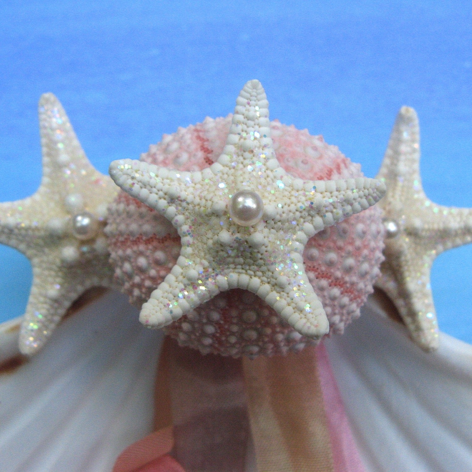 Seashell Ring Bearer's Pillow Sunrise or Sunset Pink