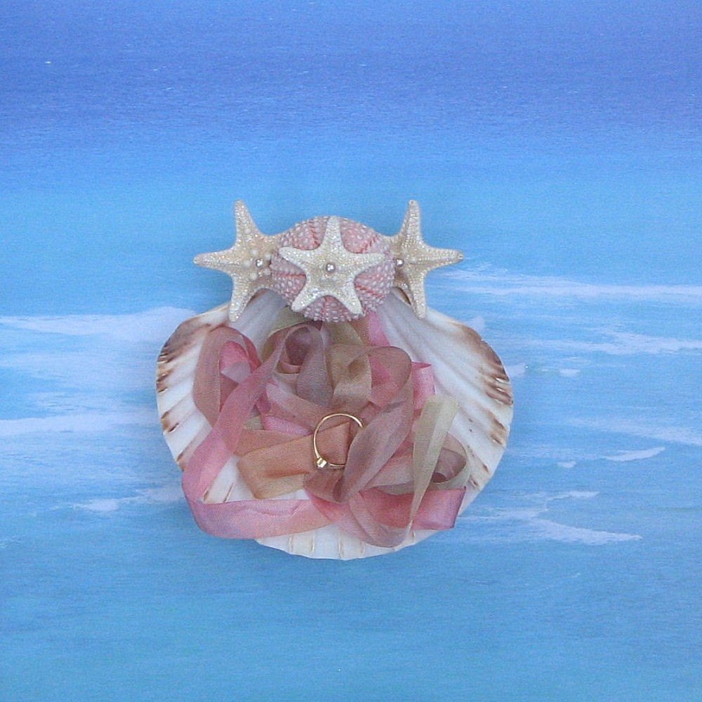 Seashell Ring Bearer's Pillow Sunrise or Sunset Pink