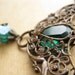Shop Closing - Green Glass Necklace Wrapped with Vintaj Brass - Moth