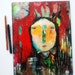 Primitive Raw Art Painting Original - Stay Strong - an Original Mixed Media Painting 11x14 by Juliette Crane