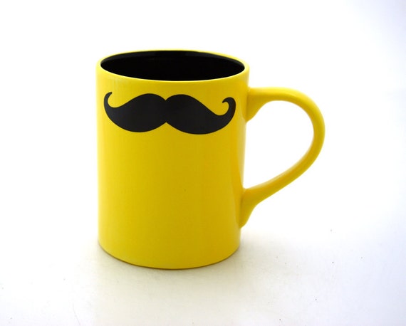 Moustache Mug Mustache Mug Yellow Double Sided Kiln Fired
