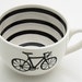 Bike Mug large for Soup or Coffee Lovers Black and White with Stripes