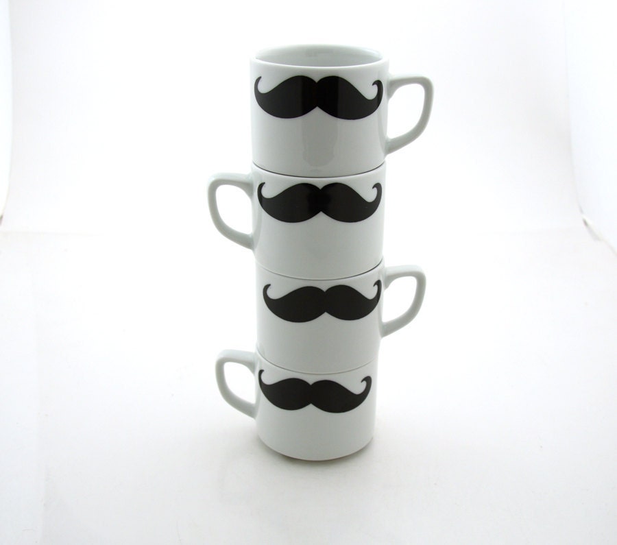 moustache back  cups Welcome vintage
