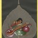 Women playing Sitar. Painting on a real leaf. Original leaf painting of women playing Sitar. Original painting. CHRISTMAS gift