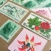 Roses and such .. Vintage UNused Postage Stamps .. to post 5 letters