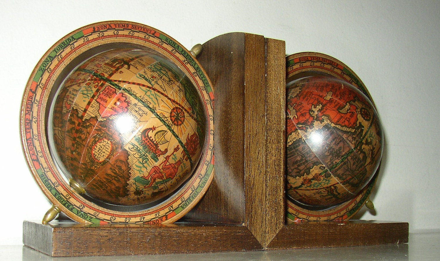 old world globe bookends