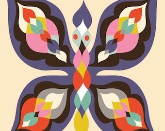 Butterfly... limited edition giclee print of an original illustration (8 x 8 in, 20 x 20 cm)