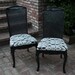 Set of 2 Cane Back French Provincial Black Dining Chairs - VINTAGE