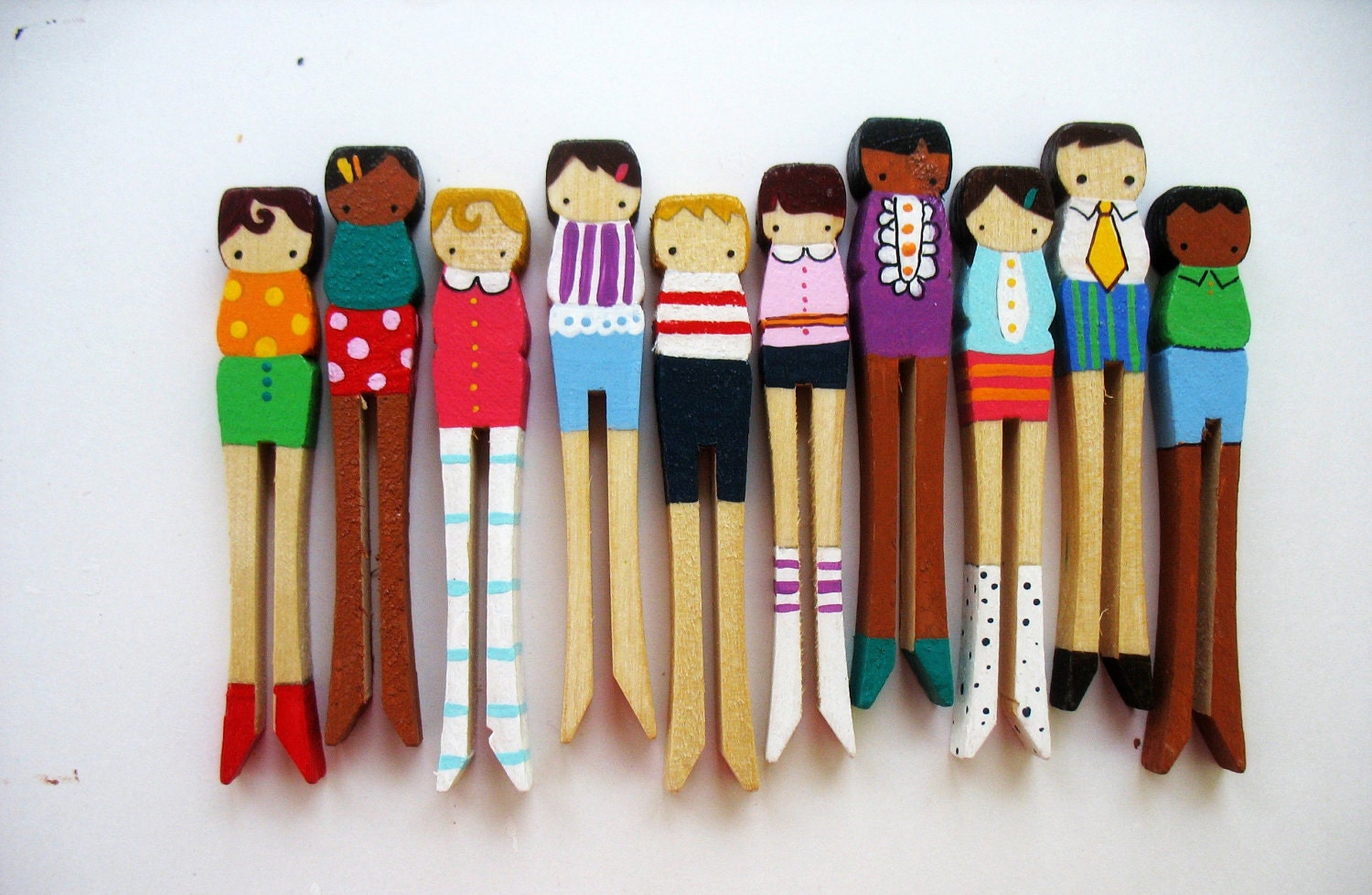 Handmade wooden folk art clothespin dolls  RESERVED FOR