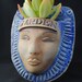 garden face planter ceramic wall pocket mask clay face plant pot