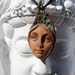 ceramic pendant necklace leaf face art nouveau clay pendant