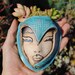 ceramic wall planter garden mask pocket face planter home decor turquoise