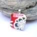 BLACK FRIDAY STEAL Chiyogami Rainbow Flower Premium Cut Square Glass Tile Pendant Ooak - One of a Kind - with chain